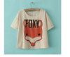 Summer Style Fox Mega Geek Crop Tops T-Shirt For Women