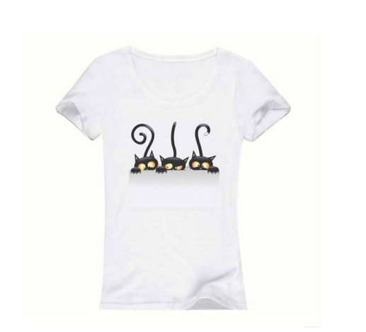 Lovely women t-shirt geek three black cats