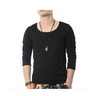 Men T-Shirts Long Sleeve Collar Cotton Geek Fitness