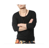 Men T-Shirts Long Sleeve Collar Cotton Geek Fitness